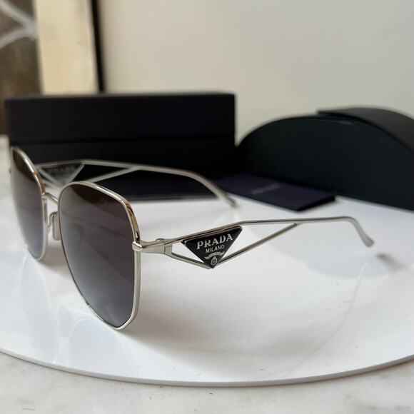 NEW Prada PR57YS Sunglasses in Silver Grey Gradient - Picture 6 of 11